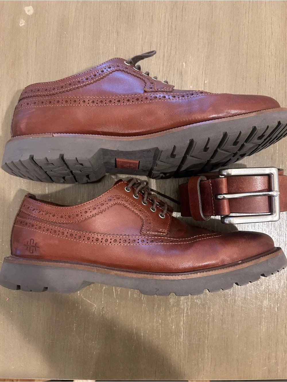Men's Cole Haan - Brown Leather Wingtip Dress Shoes & coordinating belt